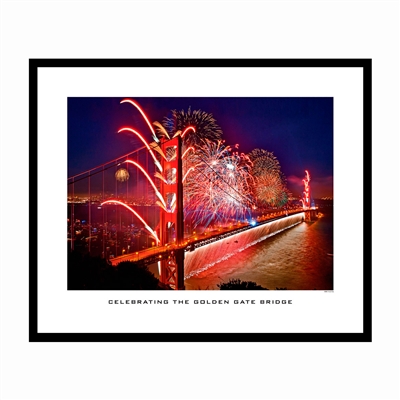 Framed Poster - Golden Gate Bridge Fireworks