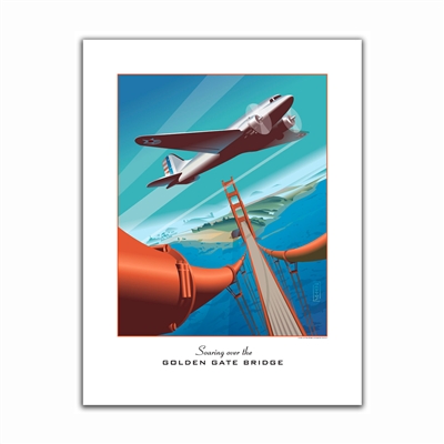 Unframed Poster - DC-2 Soars Over the Golden Gate