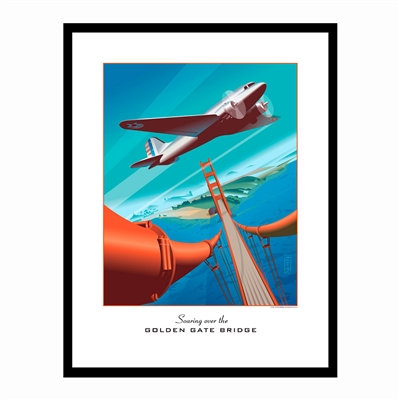 Framed Poster - DC-2 Soars Over the Golden Gate